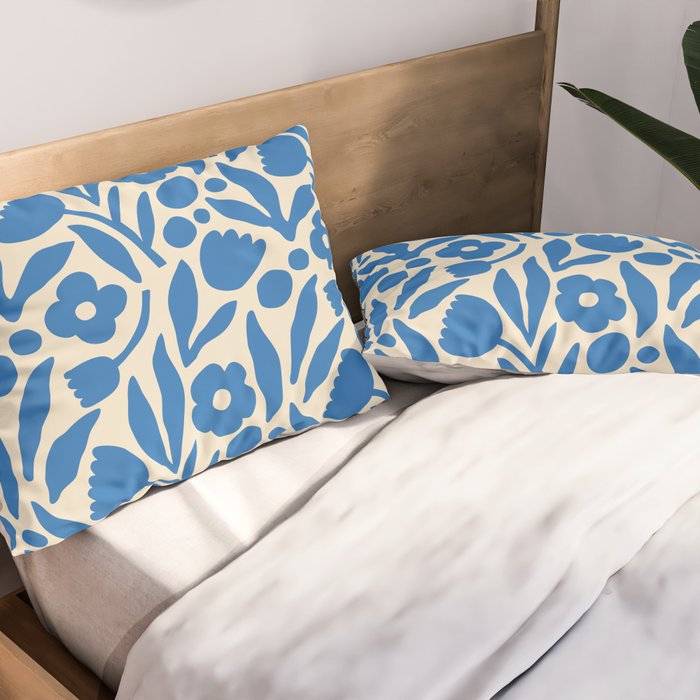 Blue flower nature art pattern Pillow Sham Gallery Image 2