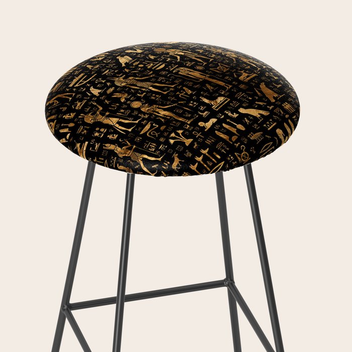 Ancient Egyptian Hieroglyphics Obsidian Copper Stool Gallery Image 2