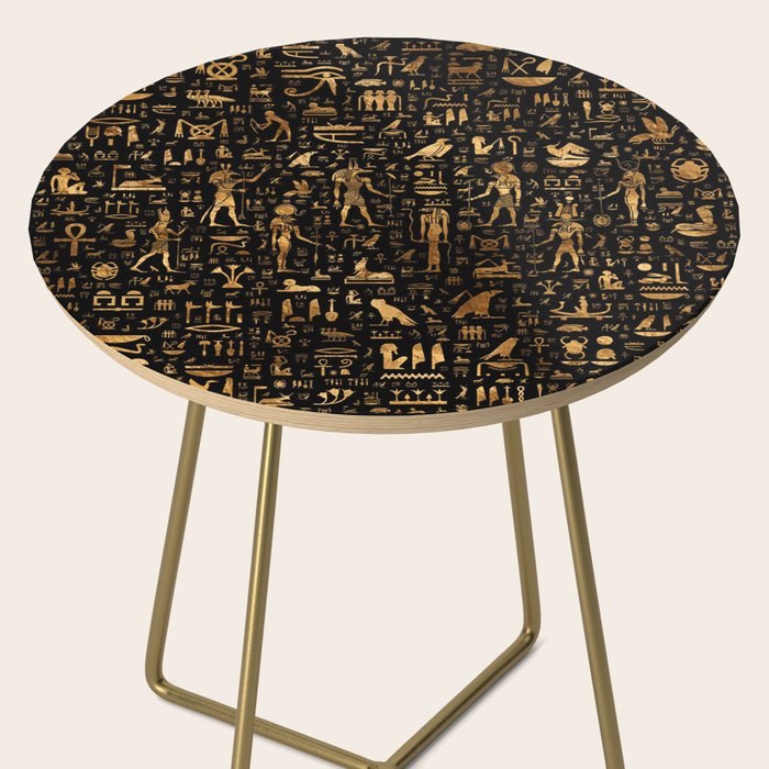 Ancient Egyptian Hieroglyphics Obsidian Copper Side Table Gallery Image 2