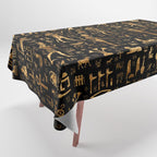 Ancient Egyptian Hieroglyphics Obsidian Copper Tablecloth Gallery Image 1