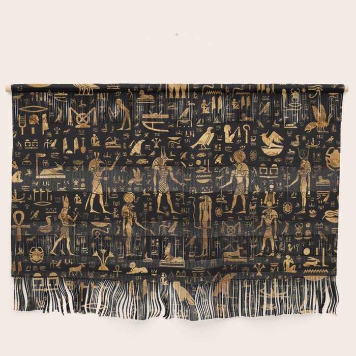 Ancient Egyptian Hieroglyphics Obsidian Copper Wall Hanging Gallery Image 1