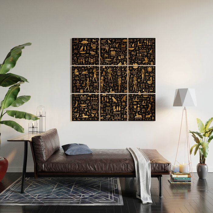 Ancient Egyptian Hieroglyphics Obsidian Copper Wood Wall Art Gallery Image 2