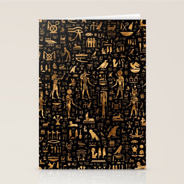 Ancient Egyptian Hieroglyphics Obsidian Copper Stationery Card Gallery Image 2