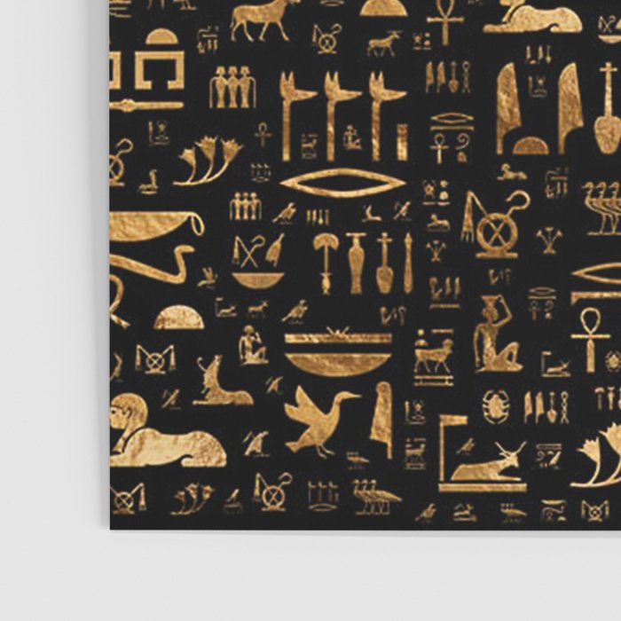 Ancient Egyptian Hieroglyphics Obsidian Copper Poster Gallery Image 3