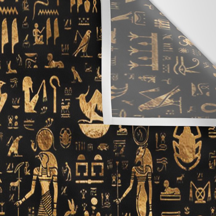Ancient Egyptian Hieroglyphics Obsidian Copper Wall Tapestry Gallery Image 3