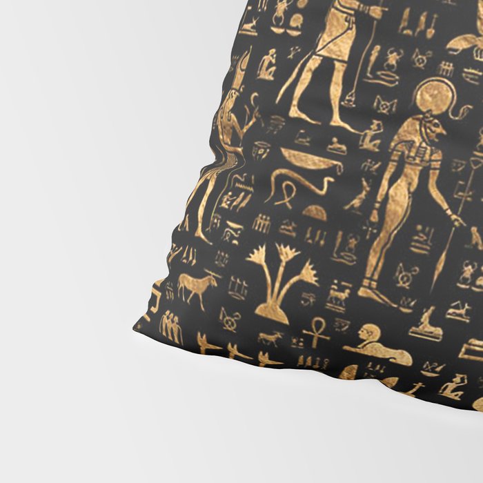 Ancient Egyptian Hieroglyphics Obsidian Copper Pillow Sham Gallery Image 4