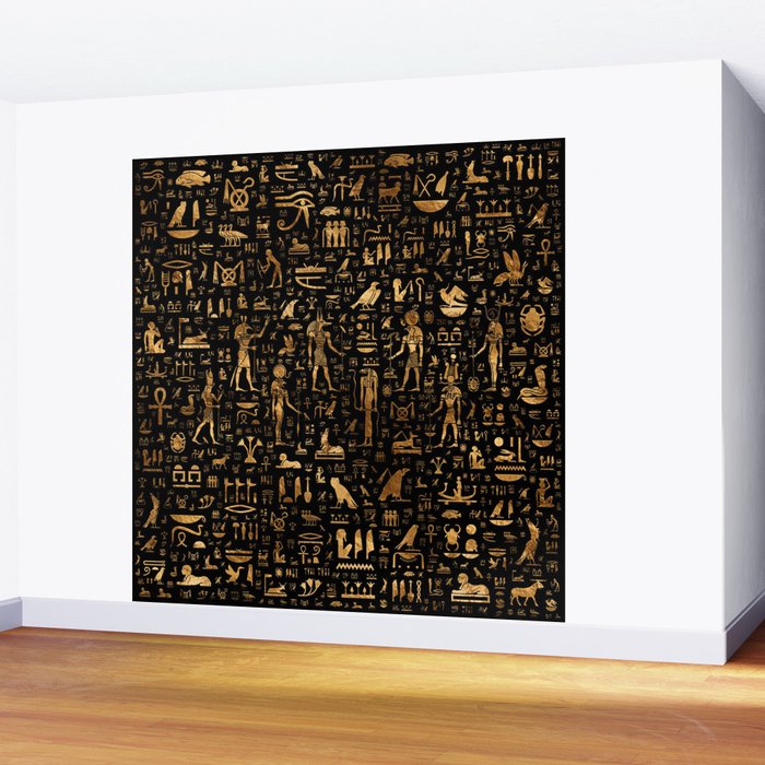 Ancient Egyptian Hieroglyphics Obsidian Copper Wall Mural Gallery Image 2