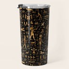 Ancient Egyptian Hieroglyphics Obsidian Copper Travel Mug Gallery Image 3