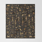 Ancient Egyptian Hieroglyphics Obsidian Copper Throw Blanket Gallery Image 2