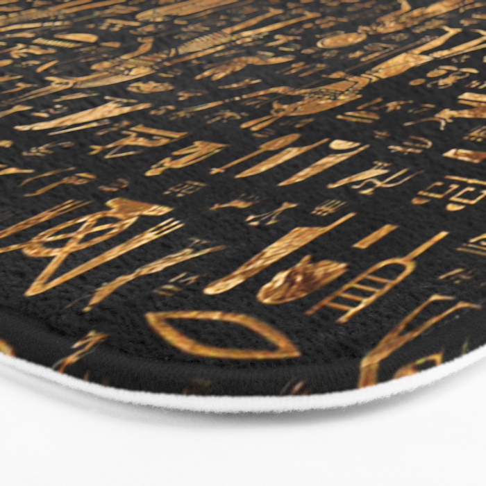 Ancient Egyptian Hieroglyphics Obsidian Copper Bath Mat Gallery Image 3