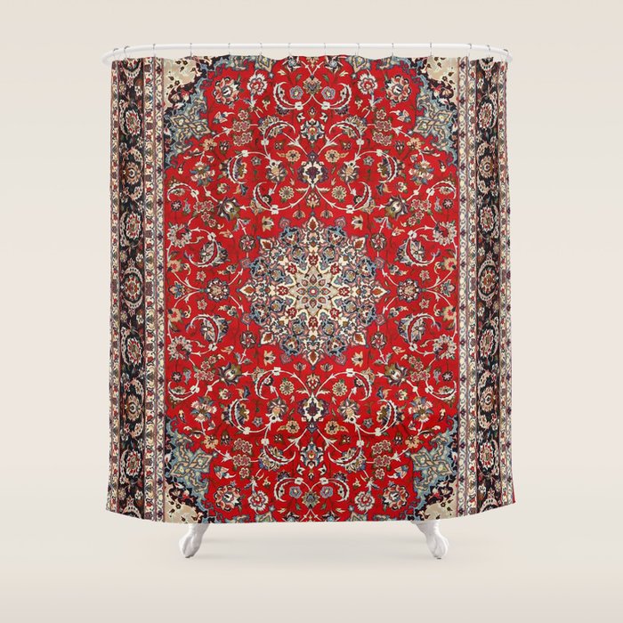 Fine Silk & Wool Isfahan Persian Rug Print Shower Curtain Gallery Image 1