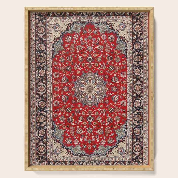 Fine Silk & Wool Isfahan Persian Rug Print Serving Tray
