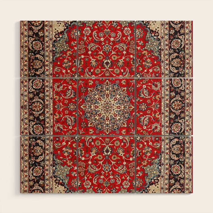 Fine Silk & Wool Isfahan Persian Rug Print Wood Wall Art Gallery Image 1