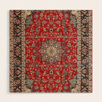 Fine Silk & Wool Isfahan Persian Rug Print Wood Wall Art Gallery Image 1