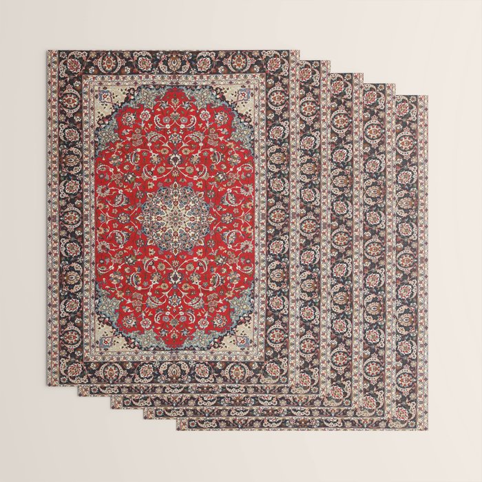 Fine Silk & Wool Isfahan Persian Rug Print Wrapping Paper Gallery Image 3