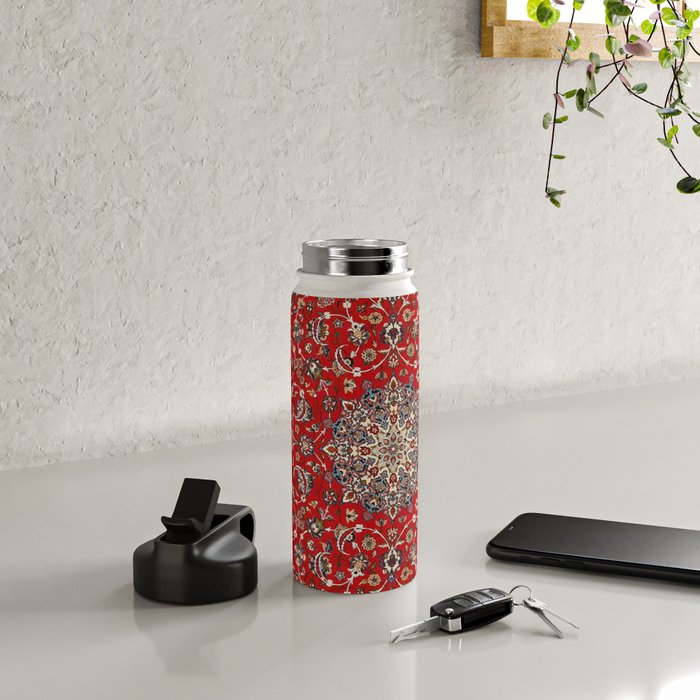 Fine Silk & Wool Isfahan Persian Rug Print Water Bottle Gallery Image 4
