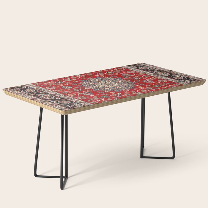 Fine Silk & Wool Isfahan Persian Rug Print Coffee Table Gallery Image 1