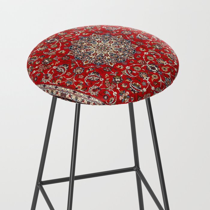 Fine Silk & Wool Isfahan Persian Rug Print Stool Gallery Image 2