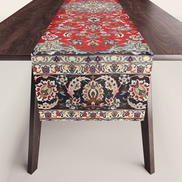 Fine Silk & Wool Isfahan Persian Rug Print Table Runner