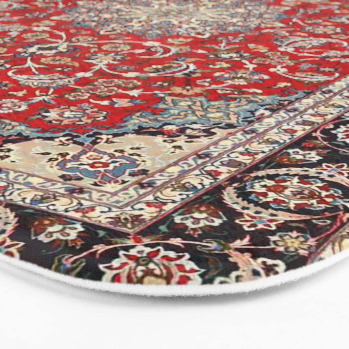 Fine Silk & Wool Isfahan Persian Rug Print Bath Mat Gallery Image 3