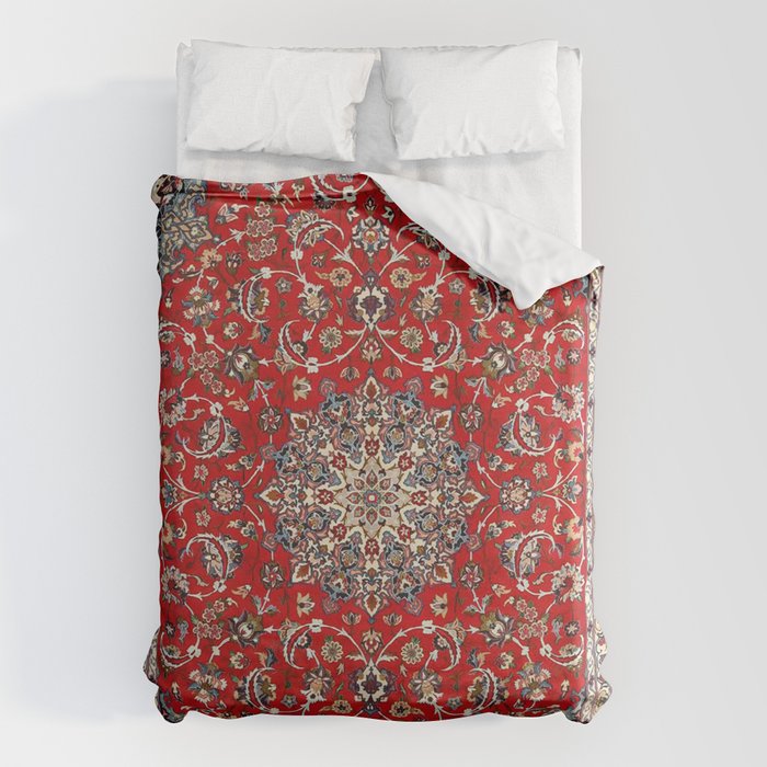 Fine Silk & Wool Isfahan Persian Rug Print Duvet Cover Gallery Image 6