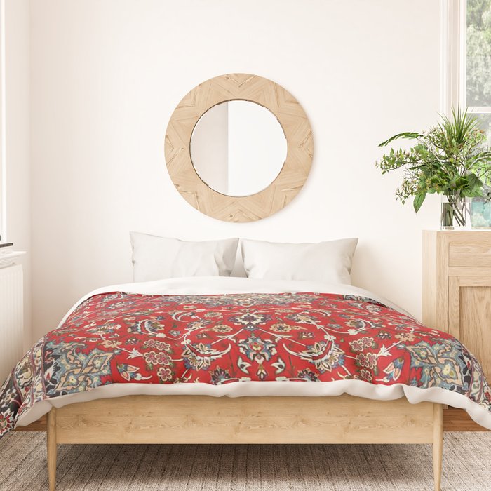 Fine Silk & Wool Isfahan Persian Rug Print Duvet Cover Gallery Image 3