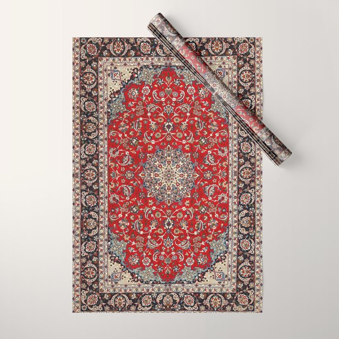 Fine Silk & Wool Isfahan Persian Rug Print Wrapping Paper Gallery Image 1