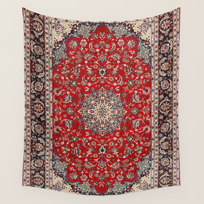 Fine Silk & Wool Isfahan Persian Rug Print Wall Tapestry Gallery Image 1