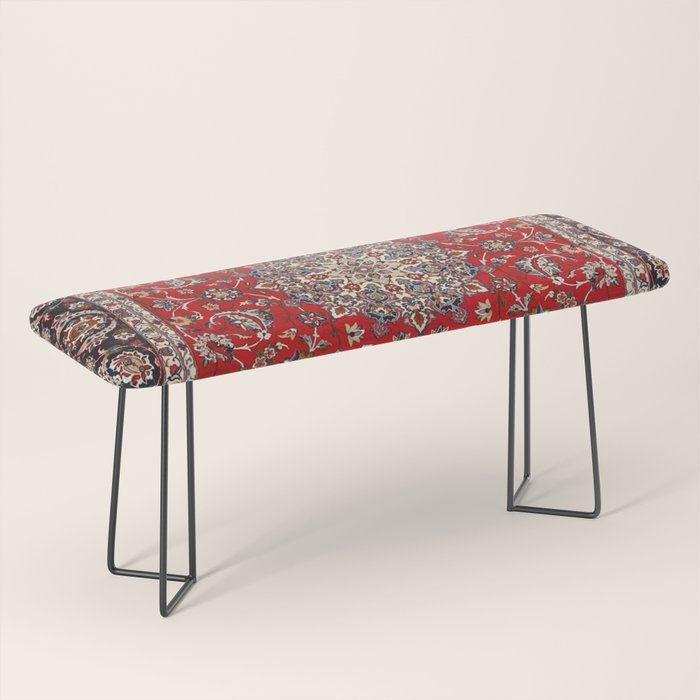 Fine Silk & Wool Isfahan Persian Rug Print Bench