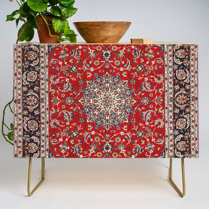 Fine Silk & Wool Isfahan Persian Rug Print Credenza Gallery Image 1