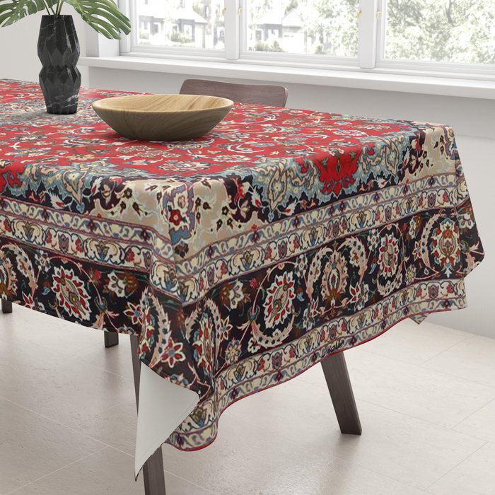 Fine Silk & Wool Isfahan Persian Rug Print Tablecloth Gallery Image 3