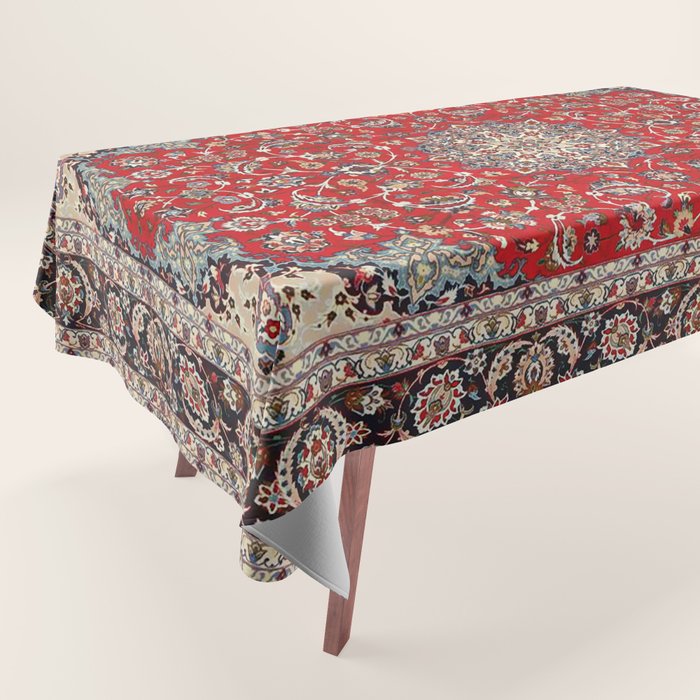 Fine Silk & Wool Isfahan Persian Rug Print Tablecloth Gallery Image 1