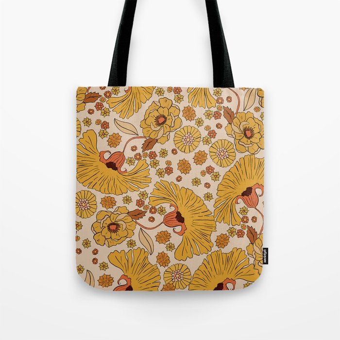 70s Floral Pattern Tote Bag Gallery Image 1