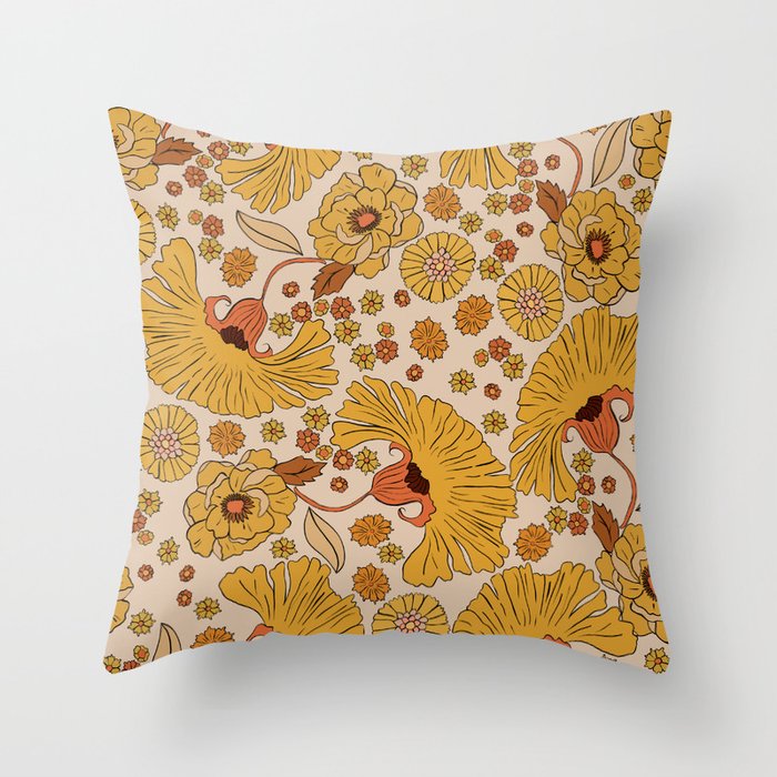 70s Floral Pattern Throw Pillow Gallery Image 6