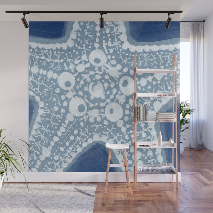 Starfish Blue and White Wall Mural Gallery Image 1