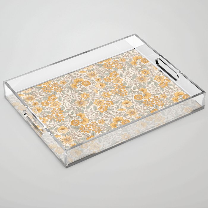 Posey - gold and sage Acrylic Tray Gallery Image 1
