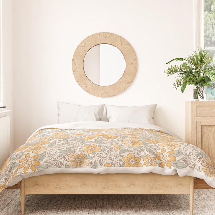 Posey - gold and sage Duvet Cover Gallery Image 3