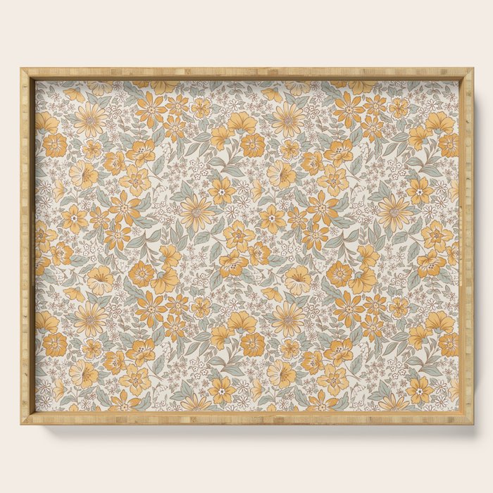 Posey - gold and sage Serving Tray Gallery Image 1