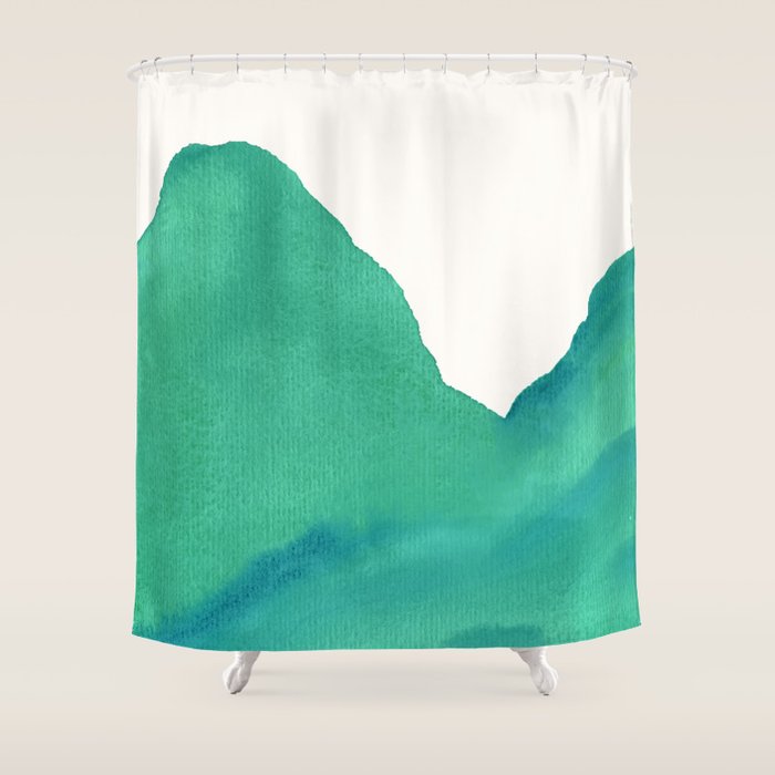 Mountains - Minimalist Watercolor Shower Curtain Gallery Image 1