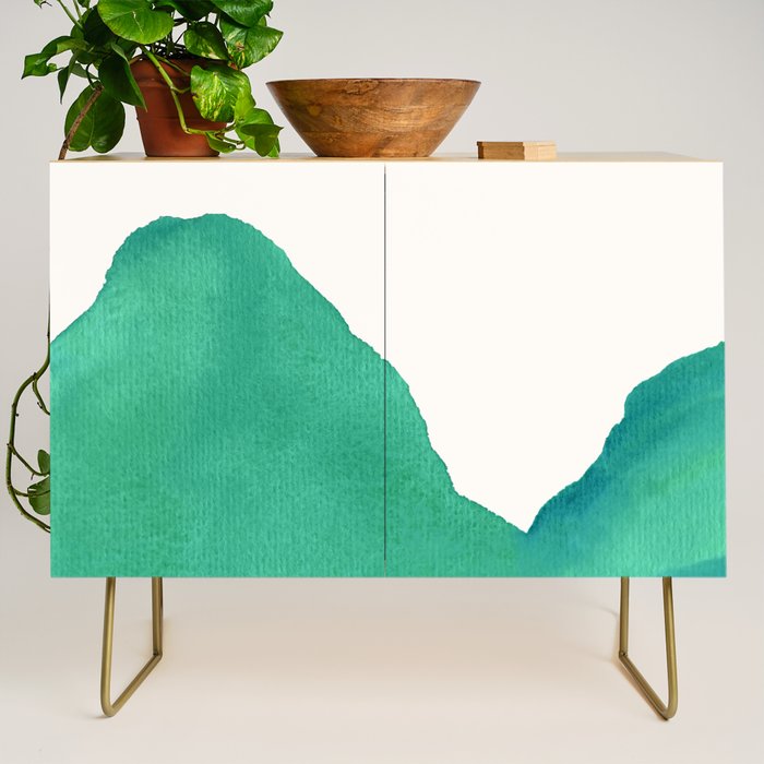Mountains - Minimalist Watercolor Credenza Gallery Image 1