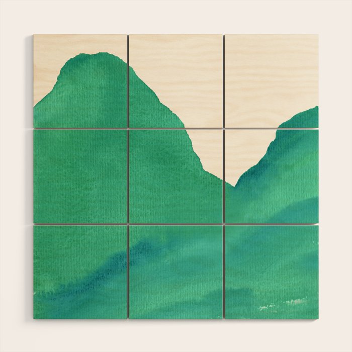Mountains - Minimalist Watercolor Wood Wall Art Gallery Image 1