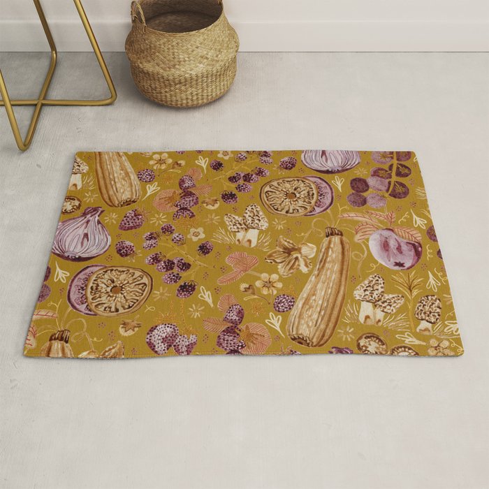 Garden Vegetables & Fresh Fruit in Harvest Yellow Rug Gallery Image 1
