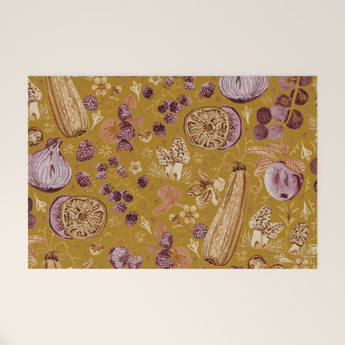 Garden Vegetables & Fresh Fruit in Harvest Yellow Welcome Mat Gallery Image 1