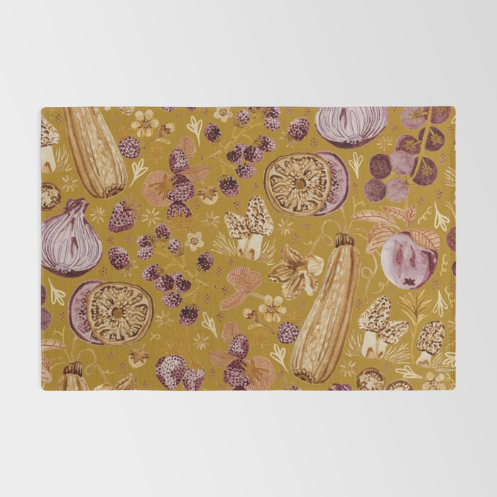 Garden Vegetables & Fresh Fruit in Harvest Yellow Rug Gallery Image 2