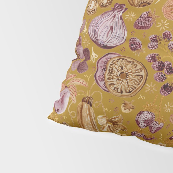 Garden Vegetables & Fresh Fruit in Harvest Yellow Pillow Sham Gallery Image 4