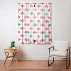 Atomic Age 1950s Retro Vintage Mid-Century Starburst Pattern in Christmas Red Green White Window Curtain Gallery Image 11
