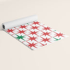 Atomic Age 1950s Retro Vintage Mid-Century Starburst Pattern in Christmas Red Green White Yoga Mat Gallery Image 2