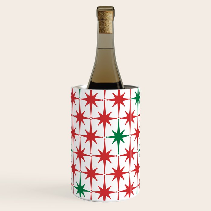 Atomic Age 1950s Retro Vintage Mid-Century Starburst Pattern in Christmas Red Green White Wine Chiller Gallery Image 1