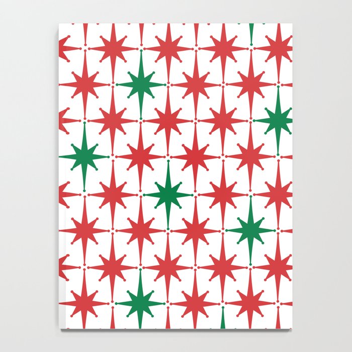 Atomic Age 1950s Retro Vintage Mid-Century Starburst Pattern in Christmas Red Green White Notebook Gallery Image 4