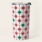 Atomic Age 1950s Retro Vintage Mid-Century Starburst Pattern in Christmas Red Green White Travel Mug Gallery Image 2